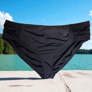 NWT Mynah Pull On Medium Coverage Swim Bikini Bottom Black Women's Size XXL